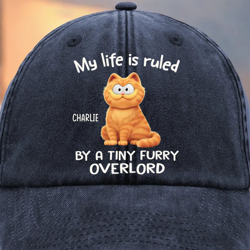 Custom Vintage Washed Denim Baseball Cap - Personalized Birthday Gifts For Cat Lovers, Cat Mom And Dad - All Hail The Fluff King