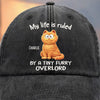 Custom Vintage Washed Denim Baseball Cap - Personalized Birthday Gifts For Cat Lovers, Cat Mom And Dad - All Hail The Fluff King