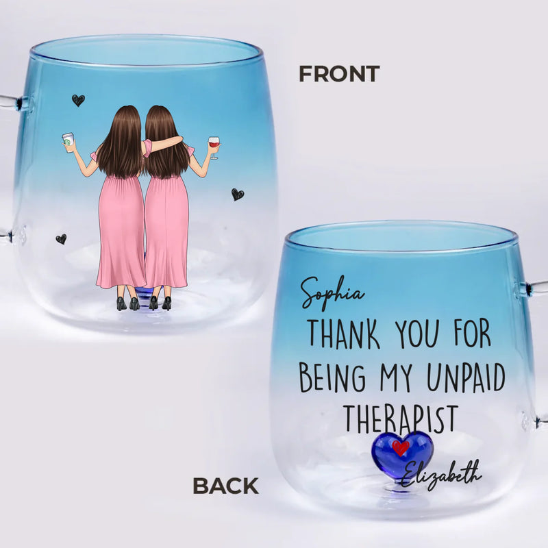 Custom Gradient Glass Mug - Personalized Best Friend Birthday Gifts For Women, Besties, Sisters, BFF - Pouring Memories Since Day One