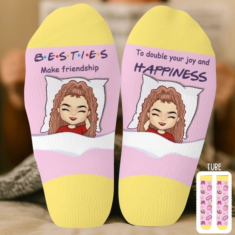 Custom Crew Socks - Personalized Best Friend Birthday Gifts For Women, Besties, Sisters, BFF - Besties With Zero Limits