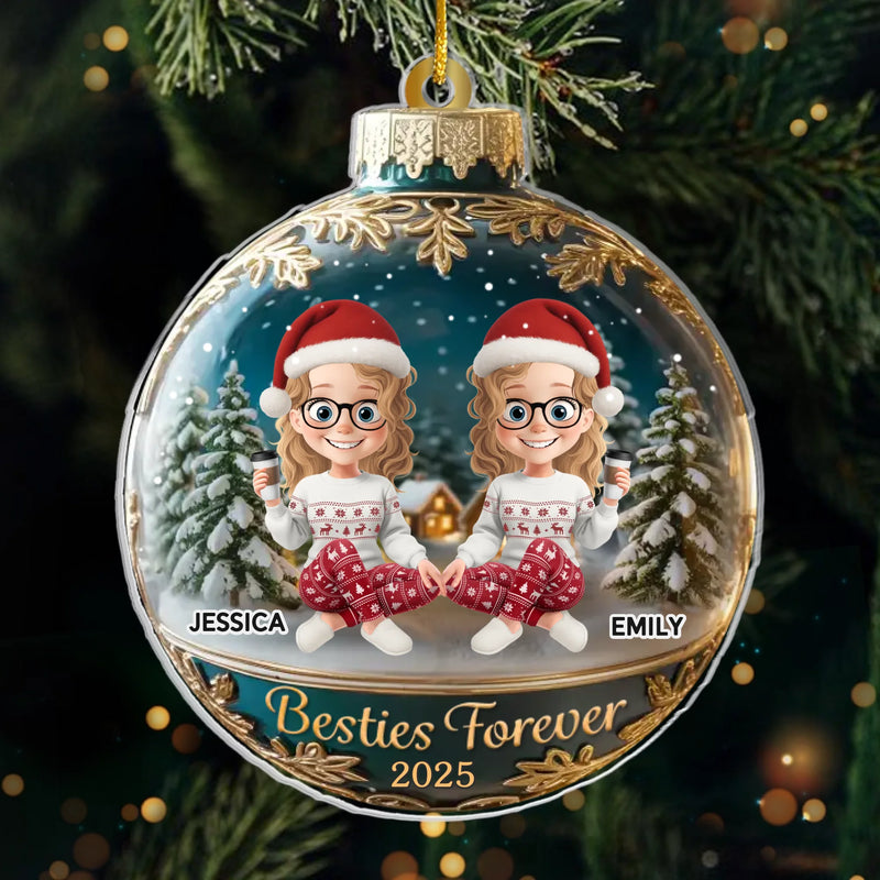 Custom Acrylic Ornament - Personalized Best Friend Christmas Birthday Gifts For Women, Besties, Sisters, BFF - Laughing Through The Holiday Magic