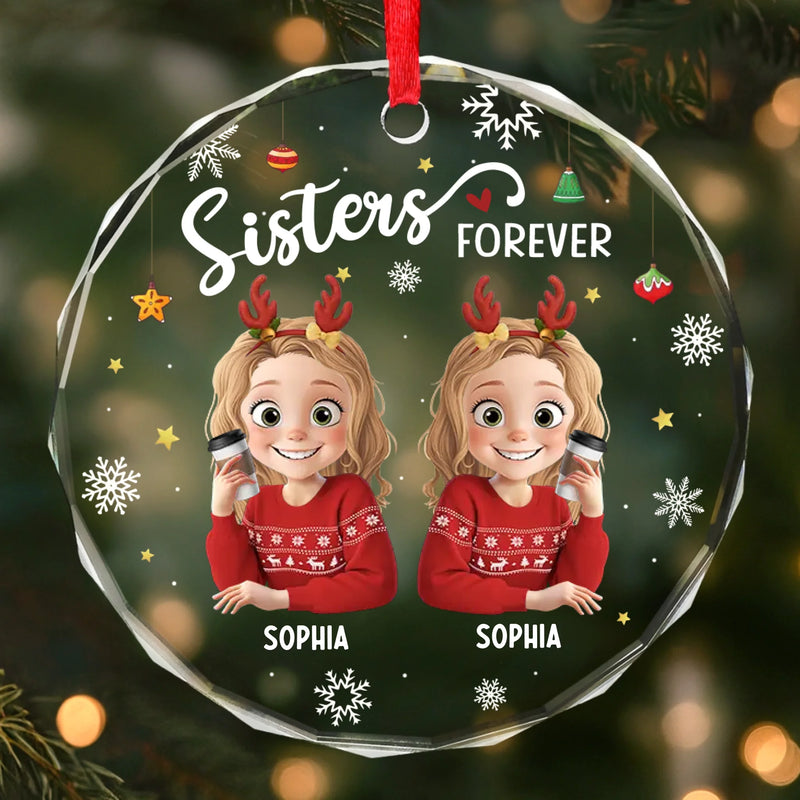 Custom Circle Glass Ornament - Personalized Christmas Best Friend Birthday Gifts For Women, Besties, Sisters, BFF - Friendship Is The Gift That Lasts
