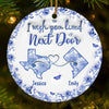 Custom Long Distance Ceramic Ornament - Personalized Best Friend Christmas Birthday Gifts For Women, Besties, Sisters, BFF - Connected By Heart No Matter The Miles