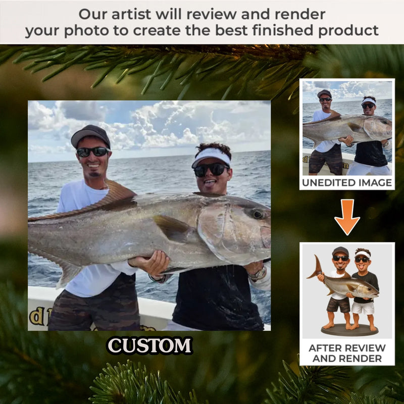 Custom Photo Acrylic Ornament - Personalized Christmas Birthday Fishing Gifts For Fisherman - Holly Jolly Fishing Day