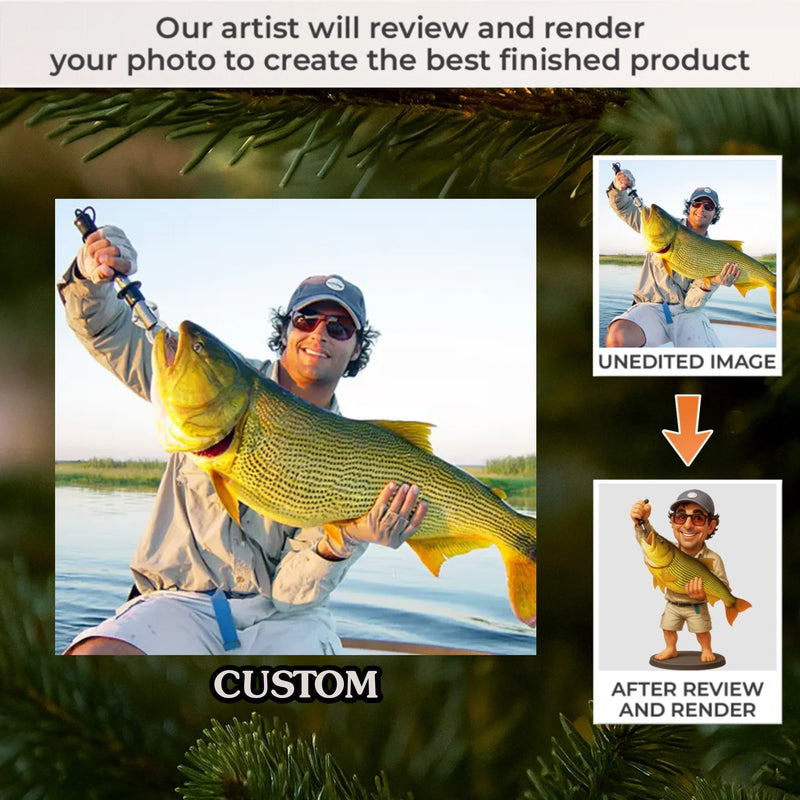 Custom Photo Acrylic Ornament - Personalized Christmas Birthday Fishing Gifts For Fisherman - Making Memories, One Catch At A Time