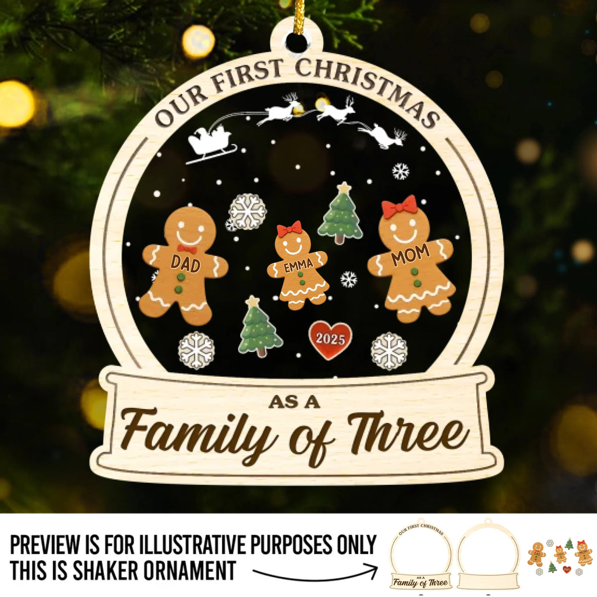 Custom 3 Layers Shaker Ornament - Personalized Christmas Birthday Gifts For Mom, Dad, Kids - Baking Memories, Sprinkling Love