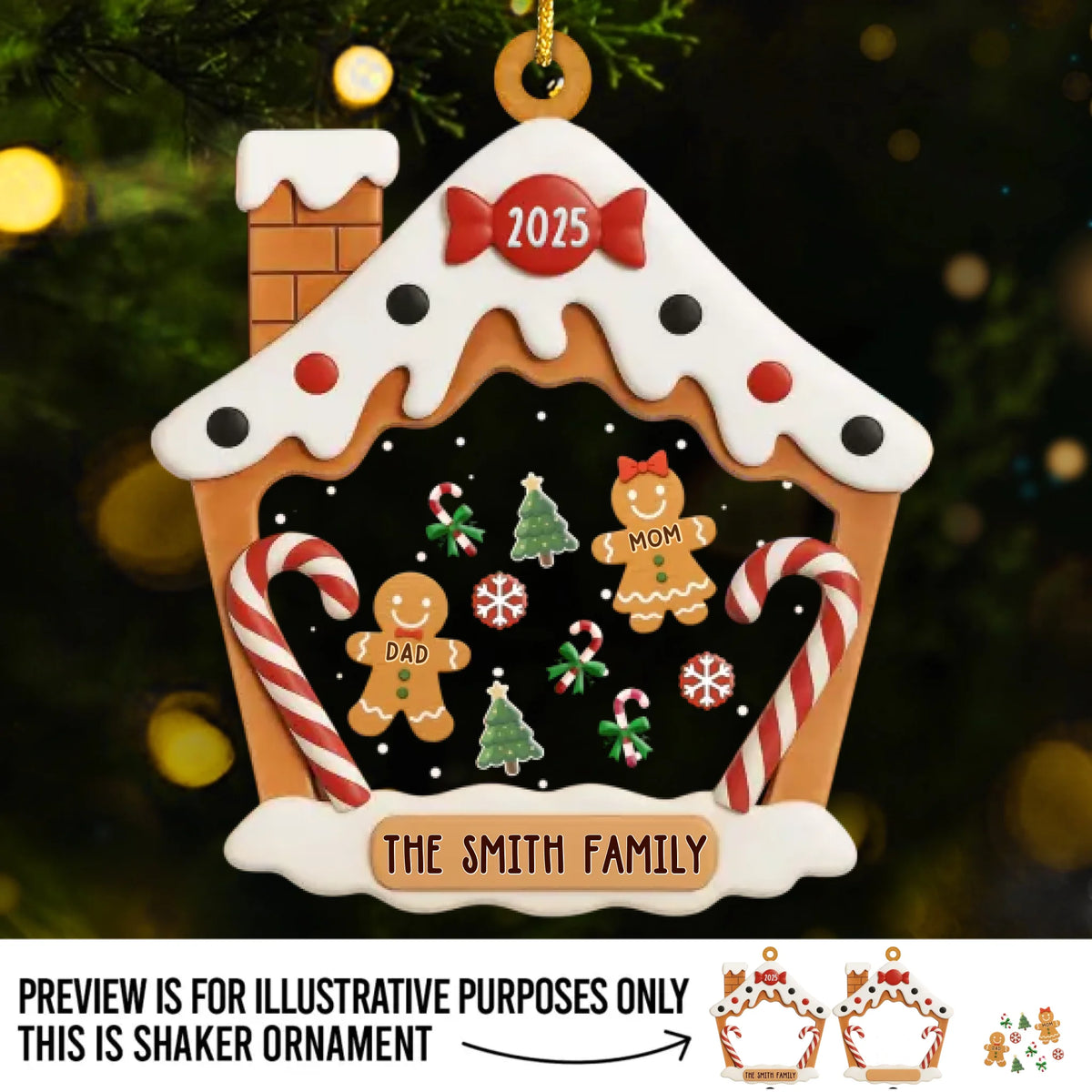 Custom 3 Layers Shaker Ornament - Personalized Christmas Birthday Gifts For Mom, Dad, Kids - Our Cozy Little Christmas Cottage