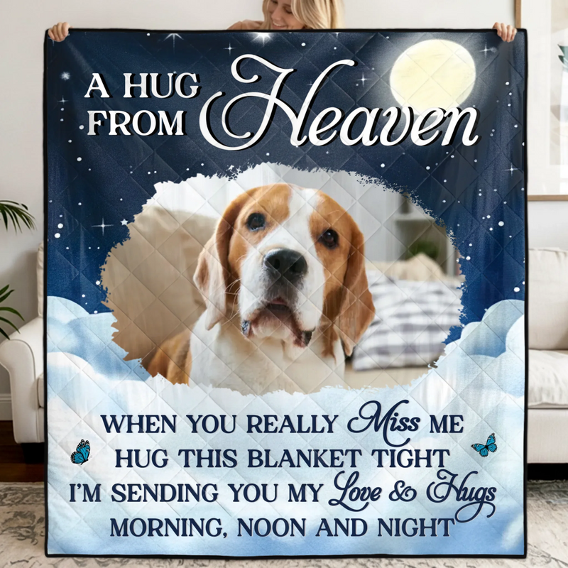 Custom Photo Quilt Blanket - Personalized Pet Memorial Sympathy Gifts For Dogs, Cats - Pawprints That Never Fade