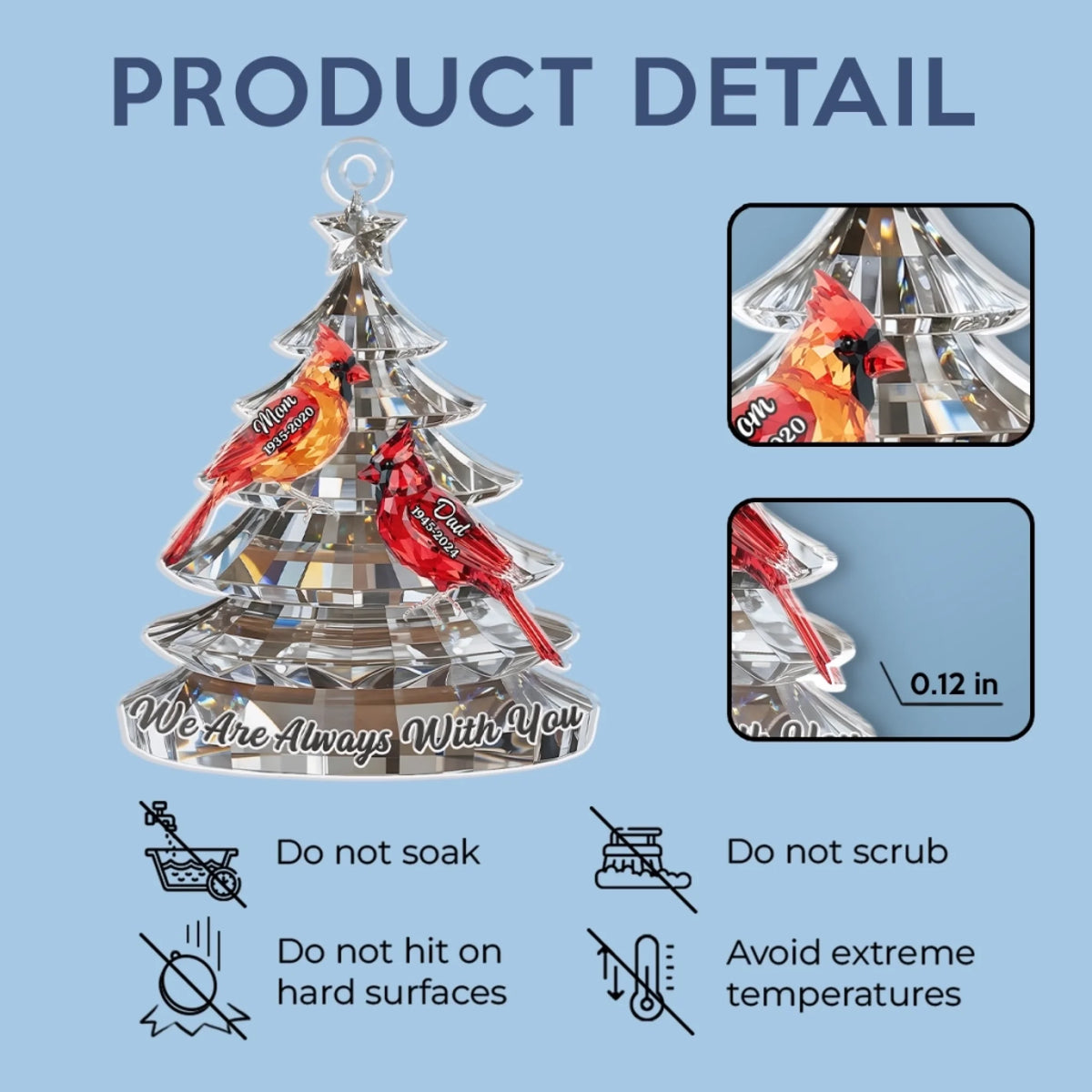Custom Cardinal Acrylic Car Ornament - Personalized Memorial Sympathy Gifts For Loss Of Mom, Dad - Your Spirit Walks Beside Me