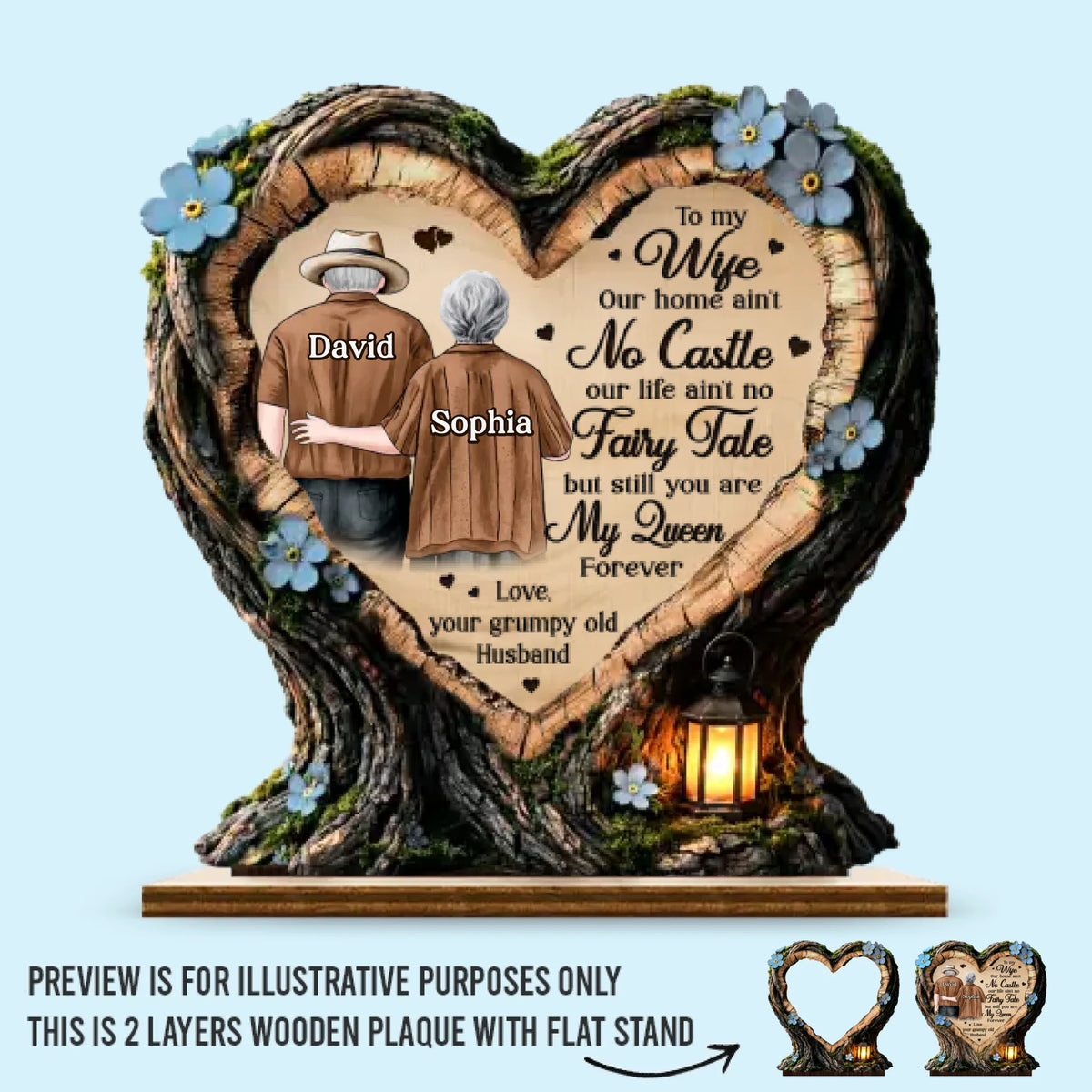 Custom 2-Layered Wooden Plaque - Personalized Anniversary Wedding Gifts For Husband And Wife, Him And Her - Where Love Learned To Stay