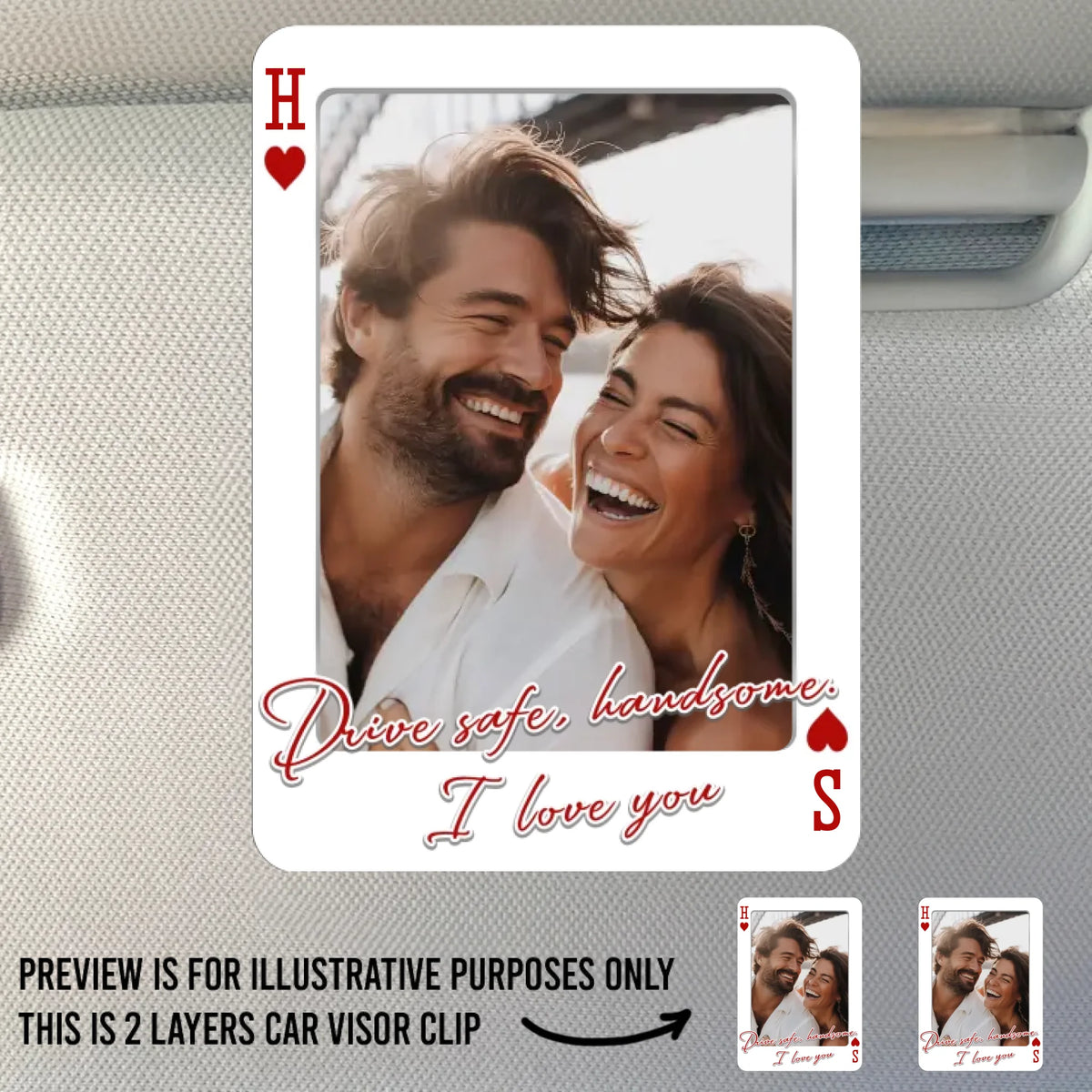 Custom Photo Car Visor Clip - Personalized Anniversary Wedding Gifts For Husband And Wife, Him And Her - Once Upon A Love Story