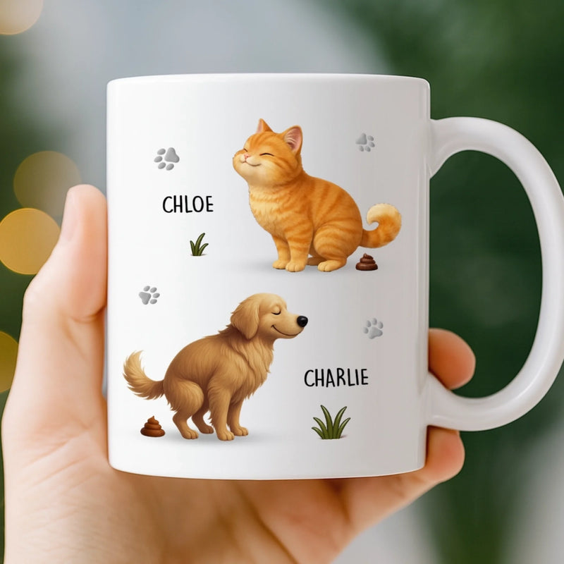 Custom Mug - Personalized Birthday Gifts For Dog Cat Lovers, Dog Dad And Mom, Cat Owners - Cleaning Poop, Earning Love
