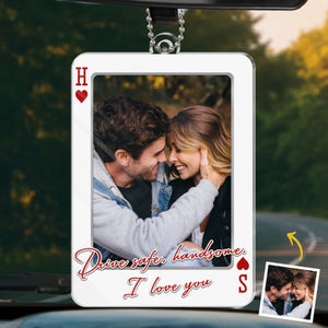 Custom Photo Acrylic Car Ornament - Personalized Anniversary Wedding Gifts For Husband And Wife, Him And Her - My Favorite View Is You