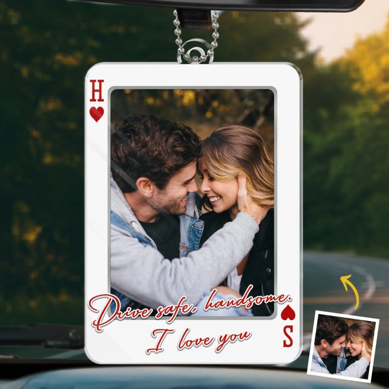 Custom Photo Acrylic Car Ornament - Personalized Anniversary Wedding Gifts For Husband And Wife, Him And Her - My Favorite View Is You