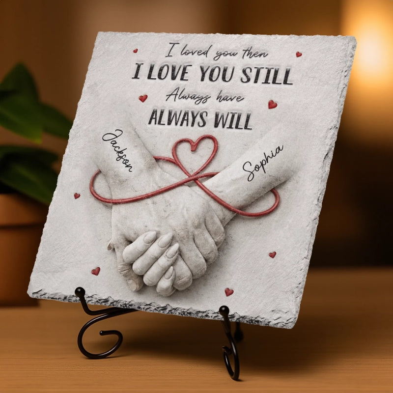 Custom Square Shaped Stone With Stand - Personalized Anniversary Wedding Gifts For Husband And Wife, Him And Her - Together We Choose Us