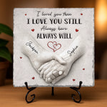 Custom Square Shaped Stone With Stand - Personalized Anniversary Wedding Gifts For Husband And Wife, Him And Her - Our Love Keeps Growing