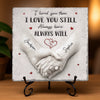 Custom Square Shaped Stone With Stand - Personalized Anniversary Wedding Gifts For Husband And Wife, Him And Her - Our Love Keeps Growing