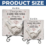 Custom Square Shaped Stone With Stand - Personalized Anniversary Wedding Gifts For Husband And Wife, Him And Her - Our Love Keeps Growing