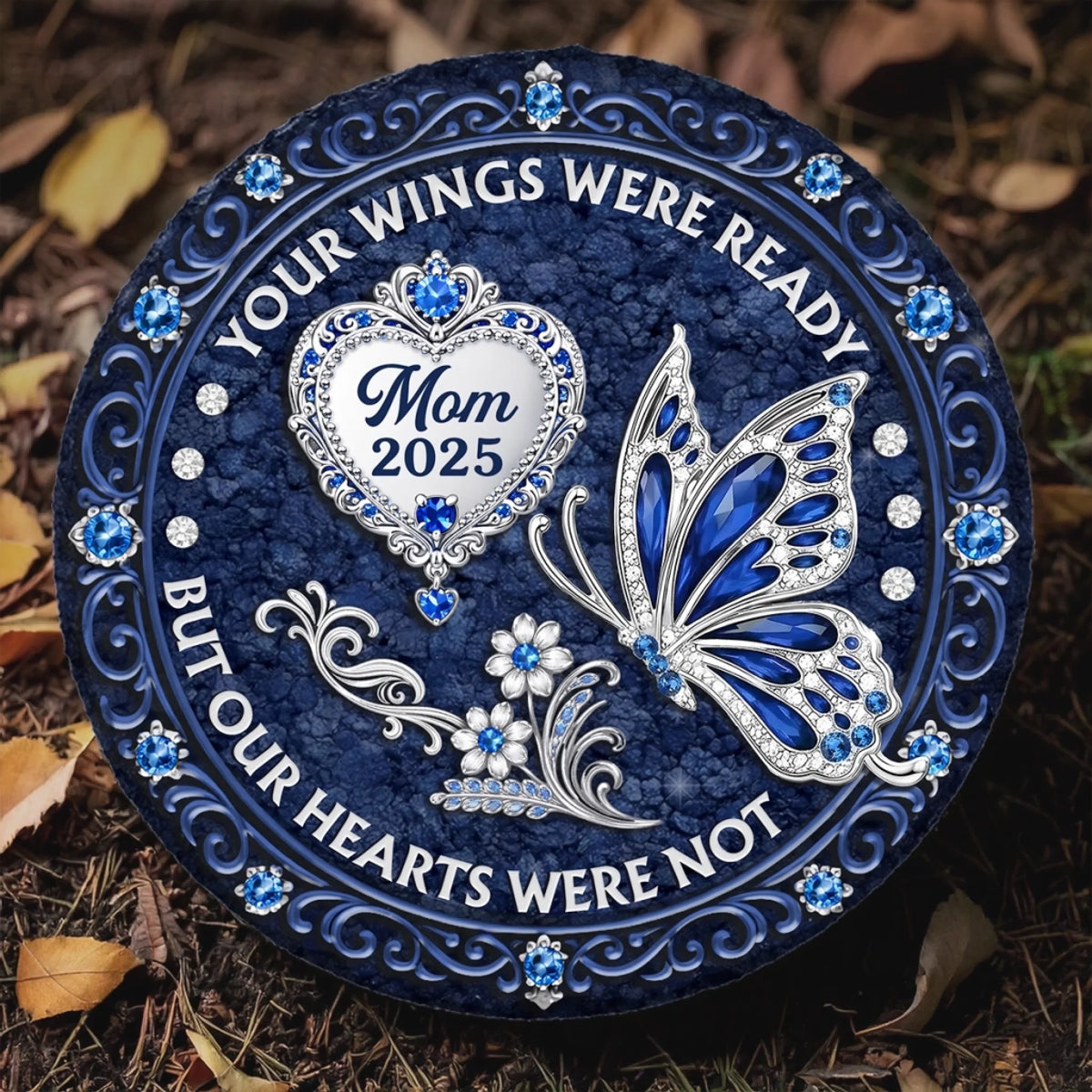 Custom Round Shaped Stone With Stand - Personalized Memorial Sympathy Gifts For Loss Of Mom, Dad - Forever Loved Never Forgotten