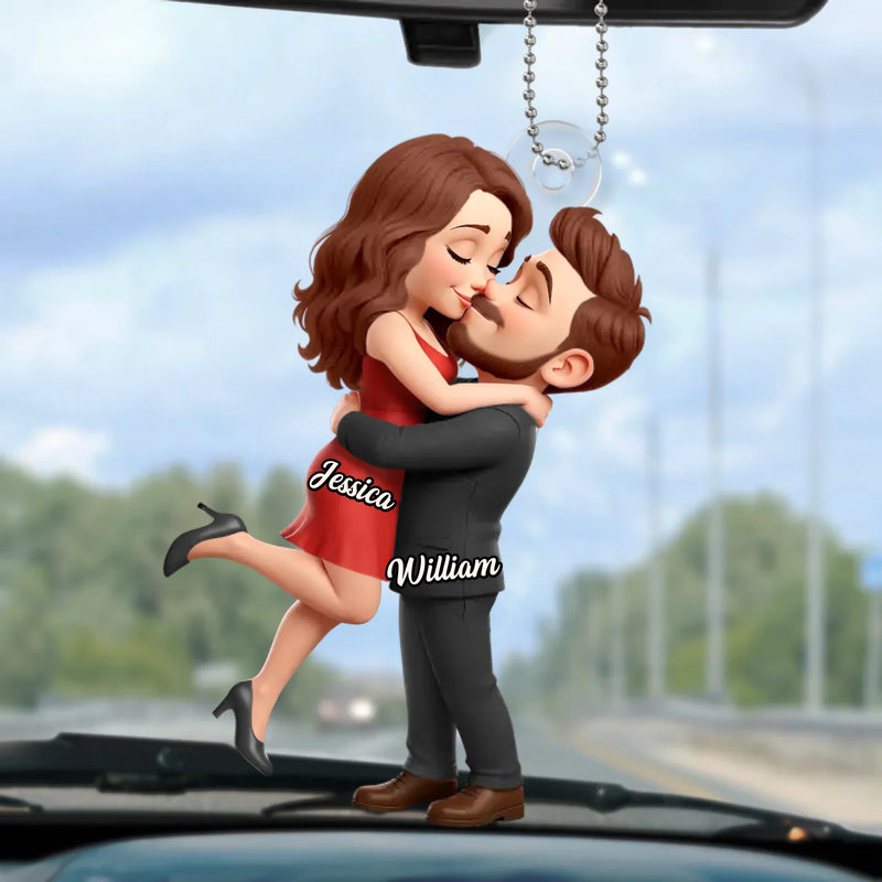 Custom Acrylic Car Ornament - Personalized Anniversary Wedding Gifts For Husband And Wife, Him And Her - Sealed With A Kiss