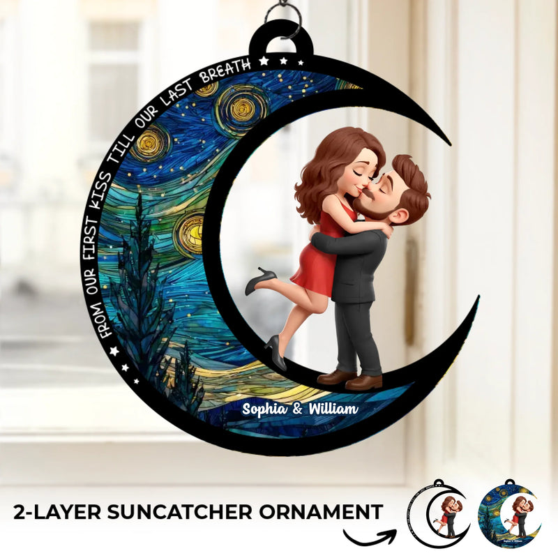 Custom Window Hanging Suncatcher Ornament - Personalized Anniversary Wedding Gifts For Husband And Wife, Him And Her - Love Under Starry Skies