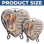 Custom Photo Heart Shaped Stone With Stand - Personalized Anniversary Wedding Gifts For Husband And Wife, Him And Her - Side By Side Feels Right