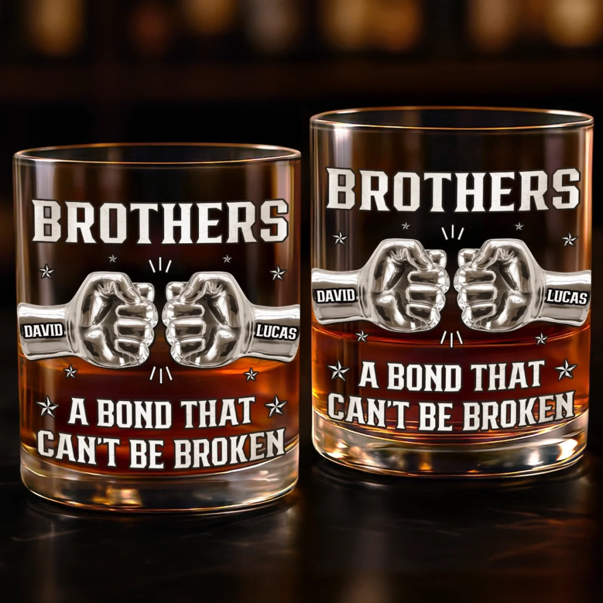 Custom Whiskey Glass - Personalized Birthday Gifts For Brothers - Raised Together, Bonded Forever