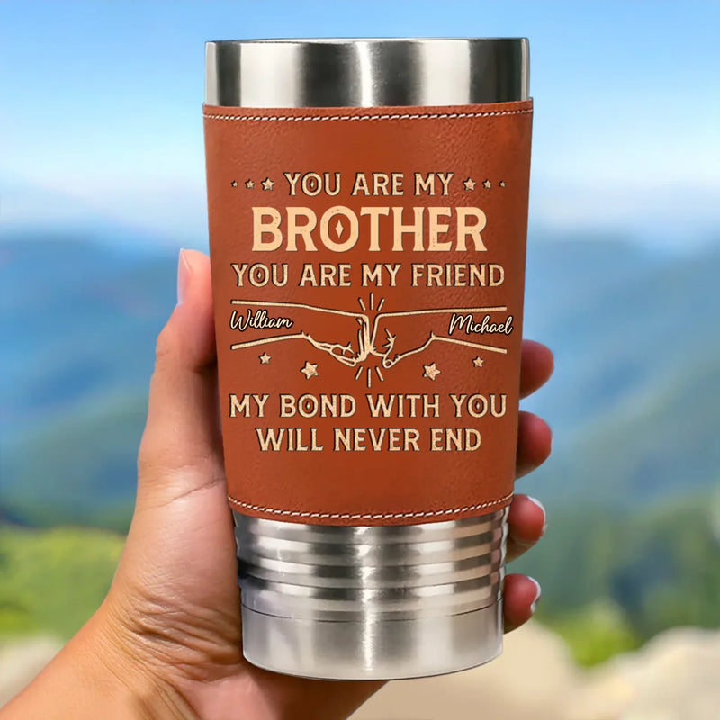 Custom Printed Leather Tumbler - Personalized Birthday Gifts For Dad, Brother, Sister, Kids - Enjoy The Little Sips
