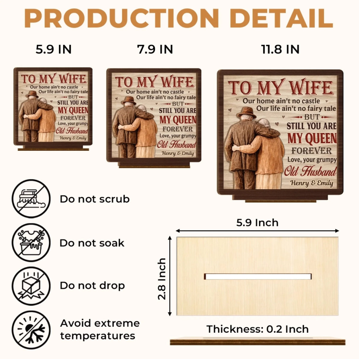 Custom 2-Layered Wooden Plaque - Personalized Anniversary Wedding Gifts For Husband And Wife, Him And Her - Our Bond Feels Natural