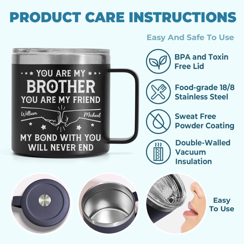 Custom 14oz Stainless Steel Tumbler With Handle -  Personalized Birthday Gifts For Dad, Brother, Sister, Kids - Love In Every Sip