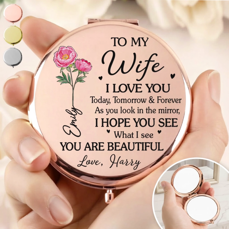 Custom Compact Mirror - Personalized Anniversary Wedding Gifts For Husband And Wife, Him And Her - You And Me Always