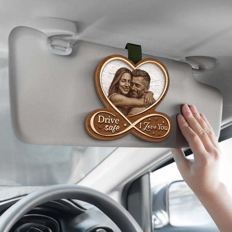 Custom Photo Car Visor Clip - Personalized Anniversary Wedding Gifts For Husband And Wife, Him And Her - Our Bond Feels Natural