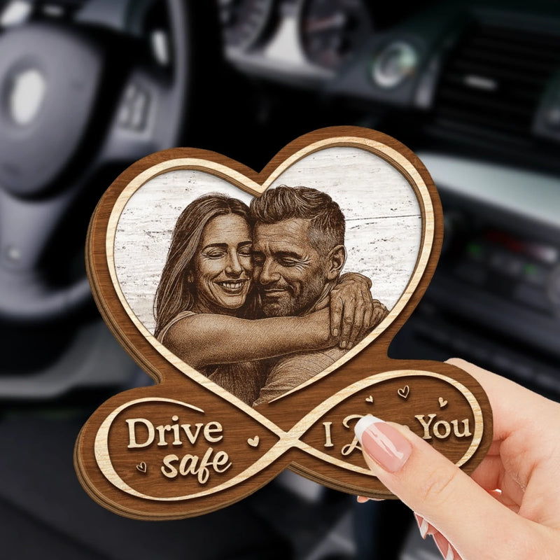 Custom Photo Car Visor Clip - Personalized Anniversary Wedding Gifts For Husband And Wife, Him And Her - Our Bond Feels Natural