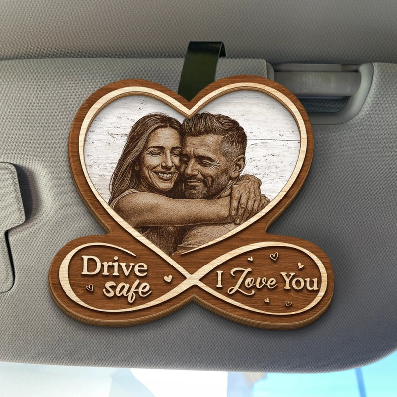 Custom Photo Car Visor Clip - Personalized Anniversary Wedding Gifts For Husband And Wife, Him And Her - Our Bond Feels Natural
