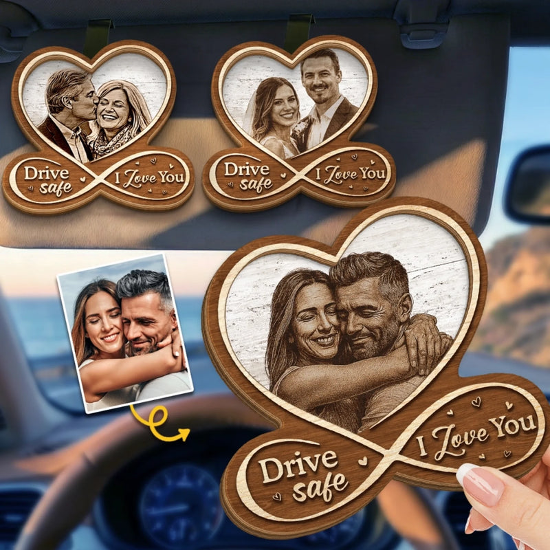 Custom Photo Car Visor Clip - Personalized Anniversary Wedding Gifts For Husband And Wife, Him And Her - Our Bond Feels Natural