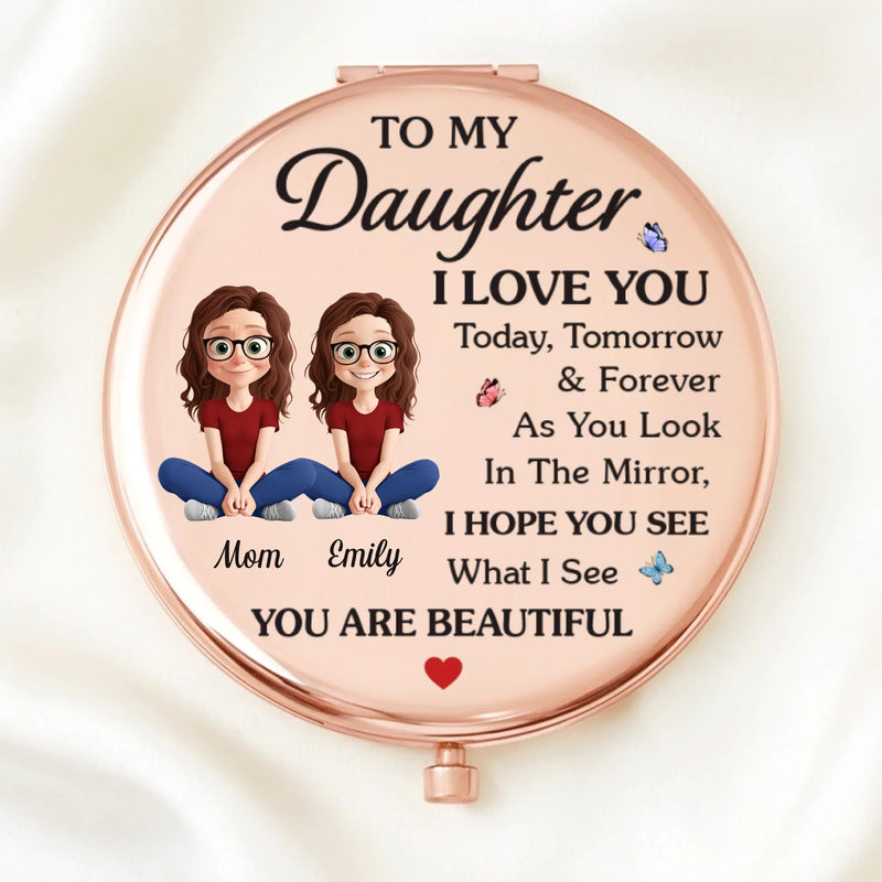 Custom Compact Mirror - Personalized Birthday Gifts For Daughter - My Love Follows You Through Every Chapter