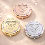 Custom Compact Mirror - Personalized Birthday Gifts For Mom, Daughter - Forever Connected By Love, Always