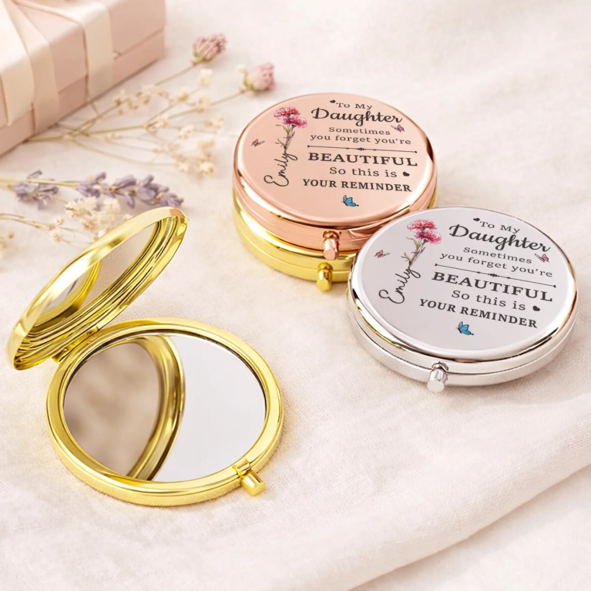 Custom Compact Mirror - Personalized Birthday Gifts For Daughter - A Daughter, My Sweetest Forever