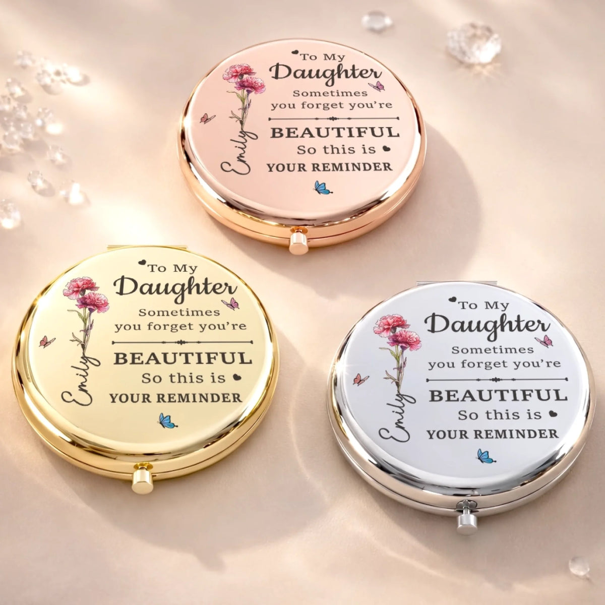 Custom Compact Mirror - Personalized Birthday Gifts For Daughter - A Daughter, My Sweetest Forever