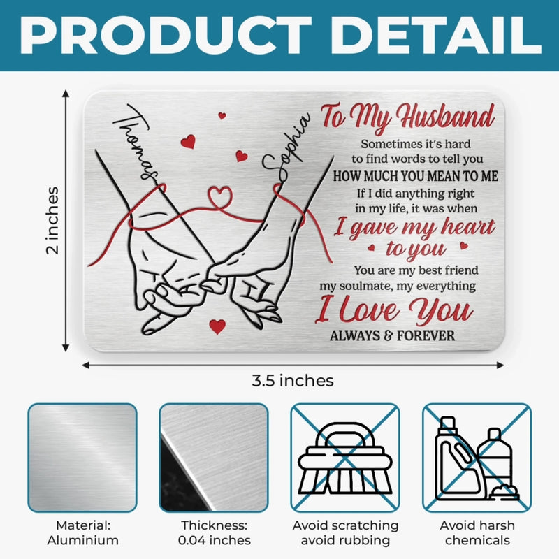 Custom Aluminum Wallet Card - Personalized Anniversary Wedding Gifts For Husband And Wife, Him And Her - Always Choosing You