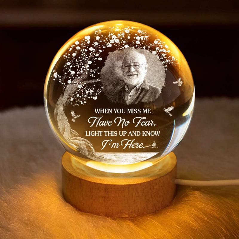 Custom Photo Crystal Globe Lamp - Personalized Memorial Sympathy Gifts For Loss Of Mom, Dad - A Love That Remains