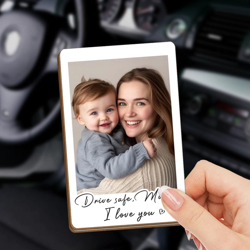 Custom Photo Car Visor Clip - Personalized Birthday Gifts For Mom, Dad, Brother, Sister, Kids - Drive Safe, My World