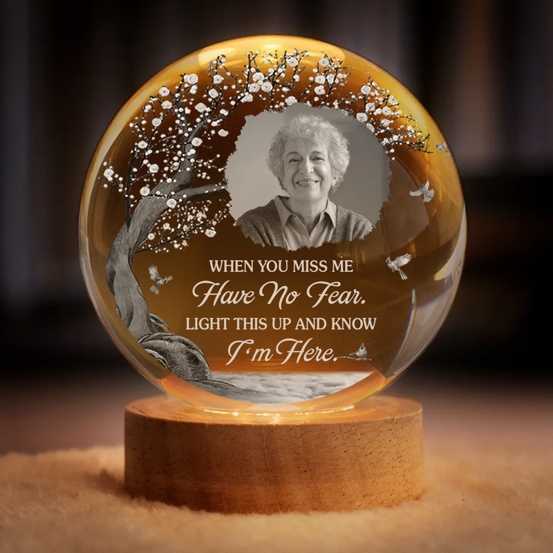 Custom Photo Crystal Globe Lamp - Personalized Memorial Sympathy Gifts For Loss Of Mom, Dad - Loved Beyond This Life
