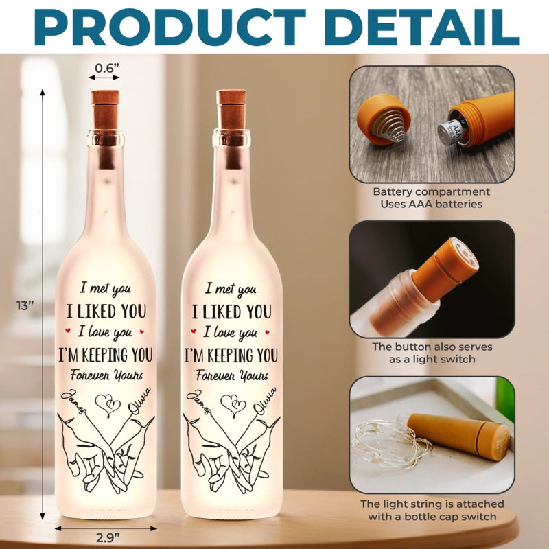 Custom Bottle Lamp - Personalized Anniversary Wedding Gifts For Husband And Wife, Him And Her - Together For A Lifetime