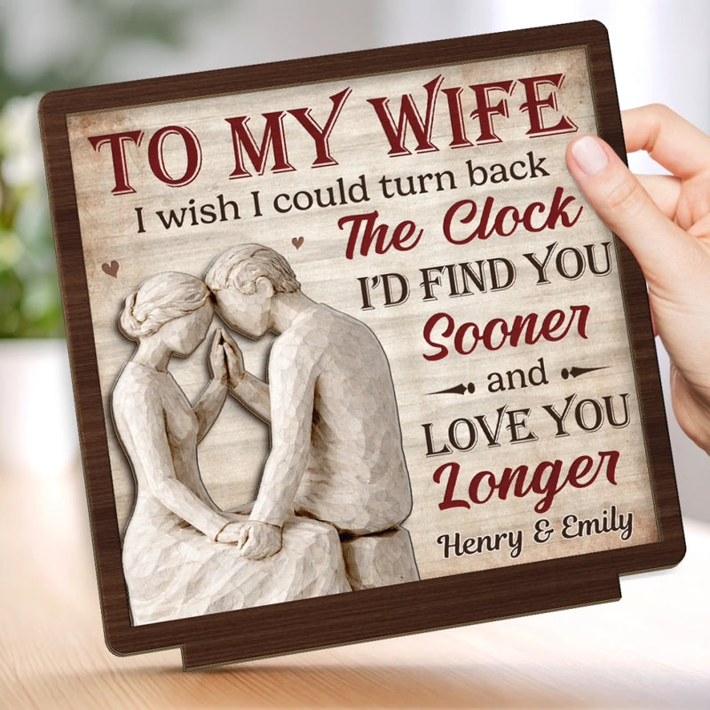 Custom 2-Layered Wooden Plaque - Personalized Anniversary Wedding Gifts For Husband And Wife, Him And Her - Our Love Holds Strong