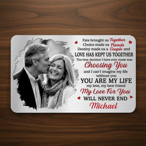 Custom Photo Aluminum Wallet Card - Personalized Anniversary Wedding Gifts For Husband And Wife, Him And Her - Forever Starts With Us