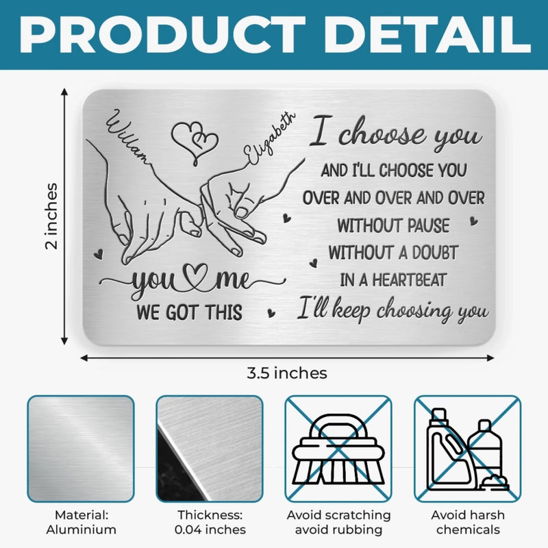 Custom Aluminum Wallet Card - Personalized Anniversary Wedding Gifts For Husband And Wife, Him And Her - Love Feels Steady With You