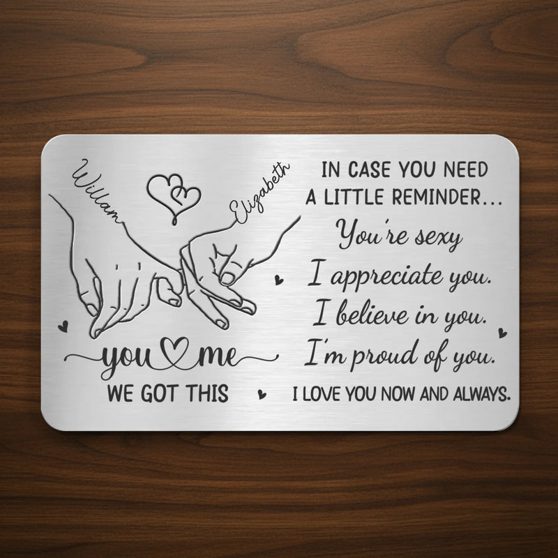 Custom Aluminum Wallet Card - Personalized Anniversary Wedding Gifts For Husband And Wife, Him And Her - Love Feels Steady With You