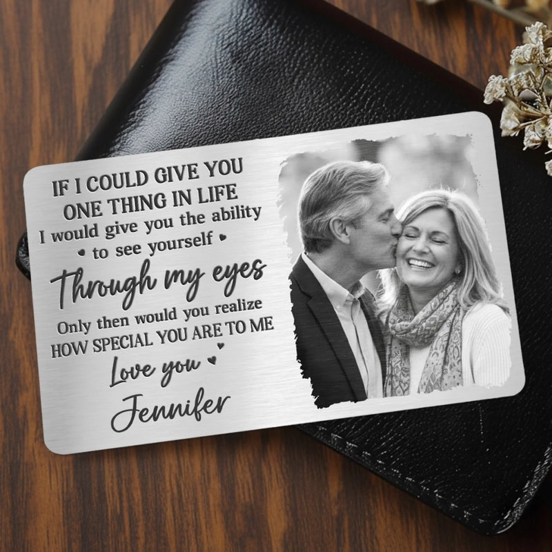 Custom Photo Aluminum Wallet Card - Personalized Anniversary Wedding Gifts For Husband And Wife, Him And Her - You Make My World Gentle