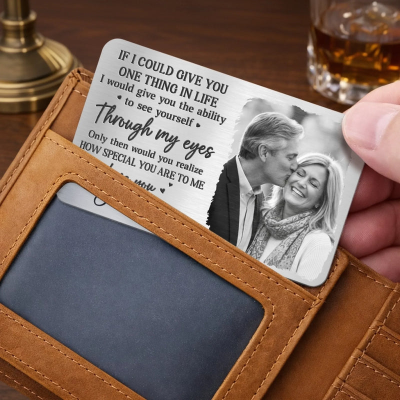 Custom Photo Aluminum Wallet Card - Personalized Anniversary Wedding Gifts For Husband And Wife, Him And Her - You Make My World Gentle